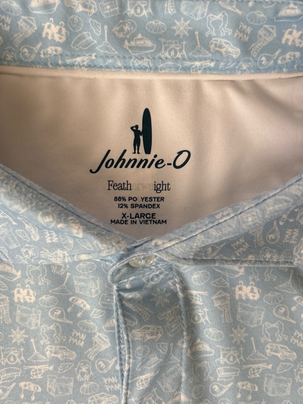 johnnie-O Light Blue Printed Featherweight Polo